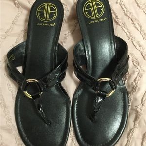 Lilly Pulitzer Black Phipps Wedge Sandal